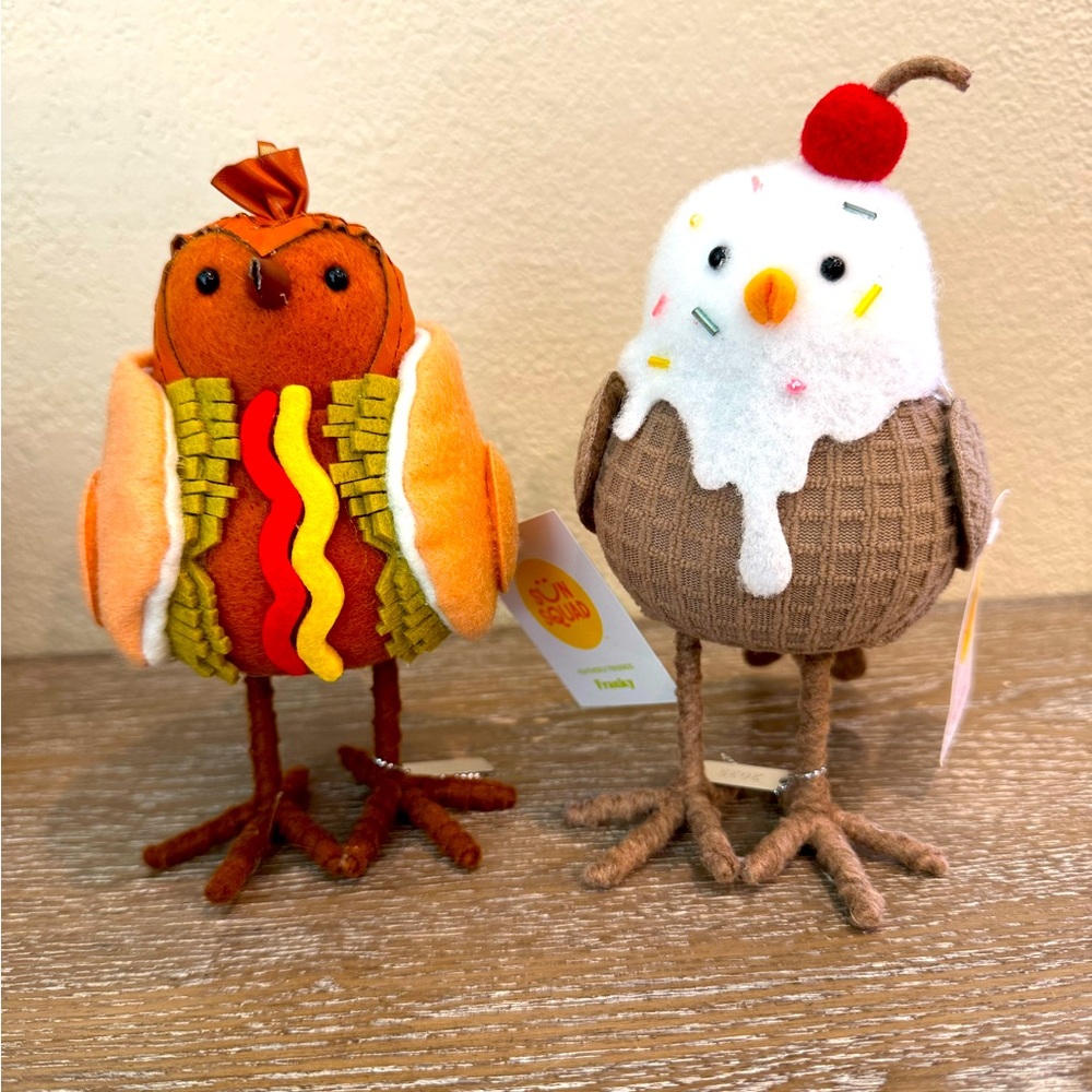 Target Featherly Friends Sun Squad Summer Ice Cream & Hotdog Birds (set of 2)